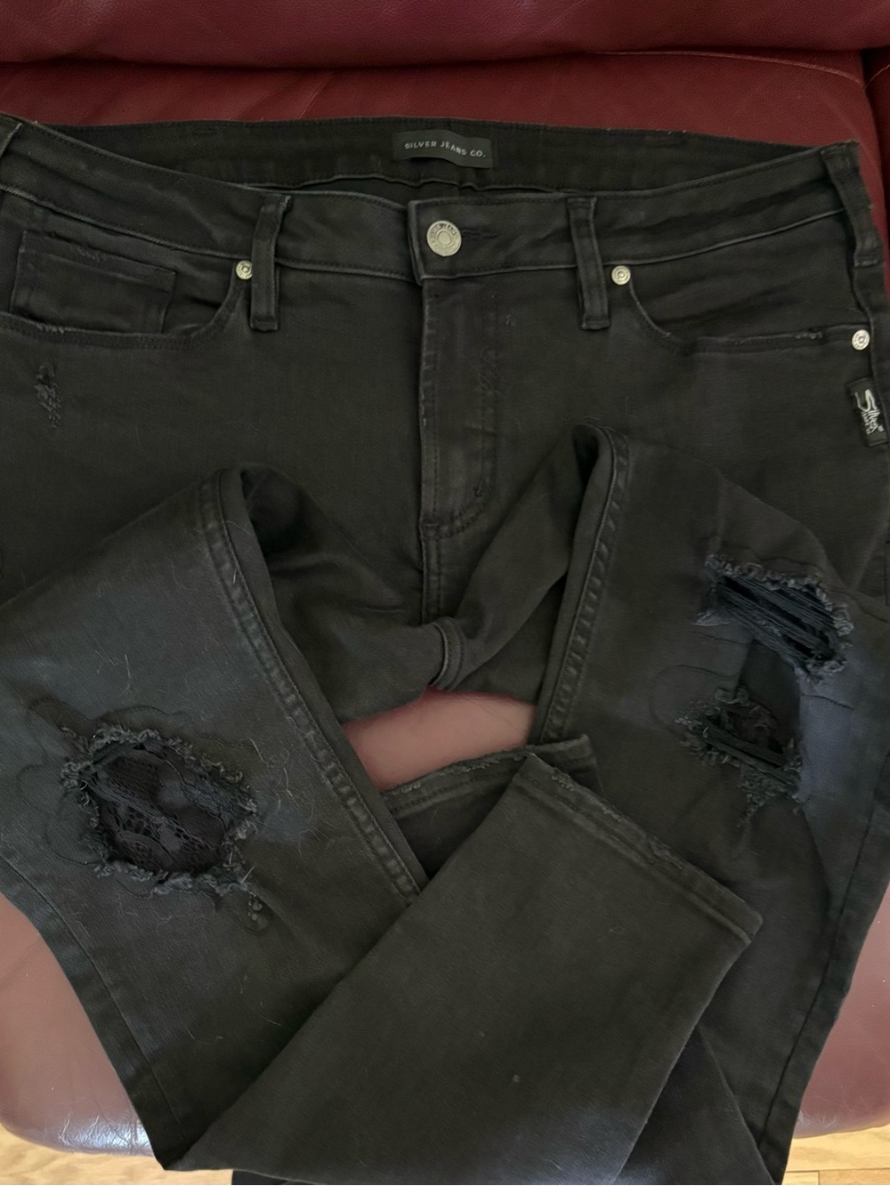 Silver Jeans Black Ripped Skinny Jeans